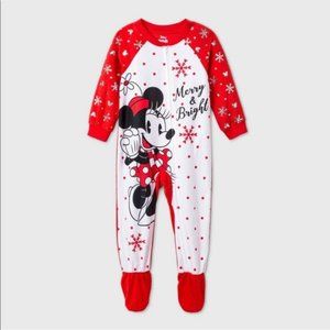 Minnie Mouse girls fleece footed pajamas NWT 12M